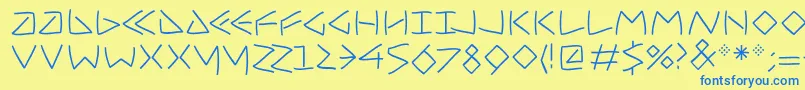 フォントUncialfiftysoftMedium – 青い文字が黄色の背景にあります。