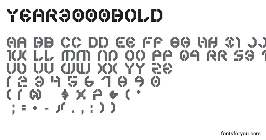 Fuente Year3000Bold - alfabeto, números, caracteres especiales