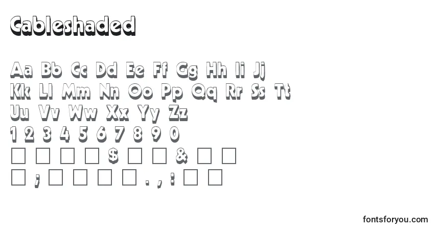 A fonte Cableshaded – alfabeto, números, caracteres especiais