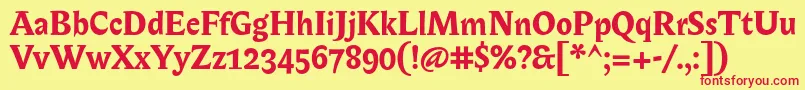 BiblonOtBold-Schriftart – Rote Schriften auf gelbem Hintergrund