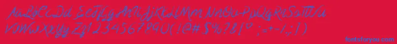 MfScribbleScript Font – Blue Fonts on Red Background