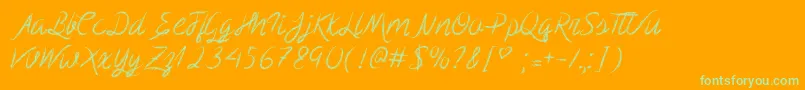 MfScribbleScript Font – Green Fonts on Orange Background