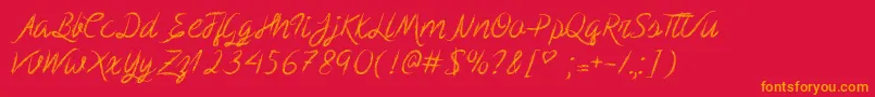 MfScribbleScript Font – Orange Fonts on Red Background