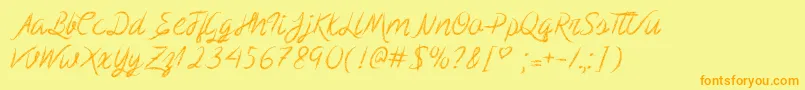 MfScribbleScript Font – Orange Fonts on Yellow Background