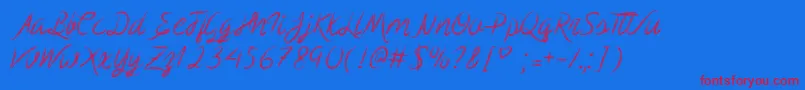 MfScribbleScript Font – Red Fonts on Blue Background