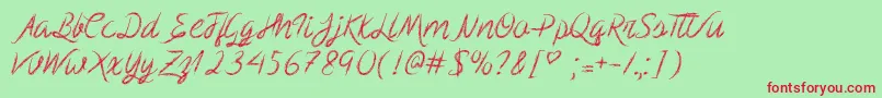 MfScribbleScript Font – Red Fonts on Green Background