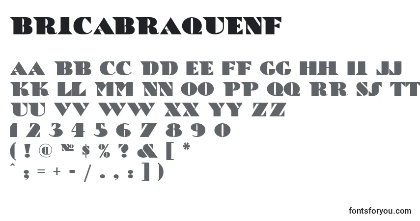 A fonte BricABraqueNf – alfabeto, números, caracteres especiais