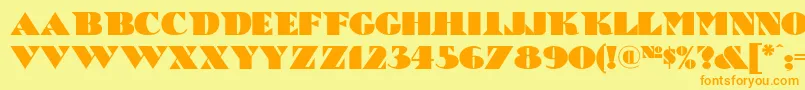 BricABraqueNf-Schriftart – Orangefarbene Schriften auf gelbem Hintergrund