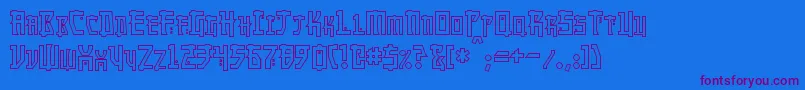 フォントMangaHollow – 紫色のフォント、青い背景