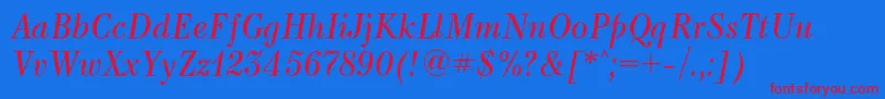 KuzanyancItalic Font – Red Fonts on Blue Background