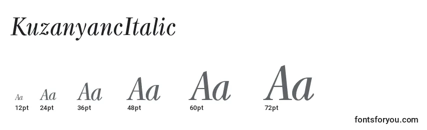 Размеры шрифта KuzanyancItalic
