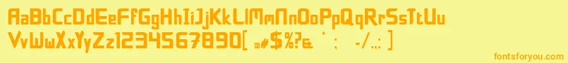 フォントBoldfacelieRegular – オレンジの文字が黄色の背景にあります。