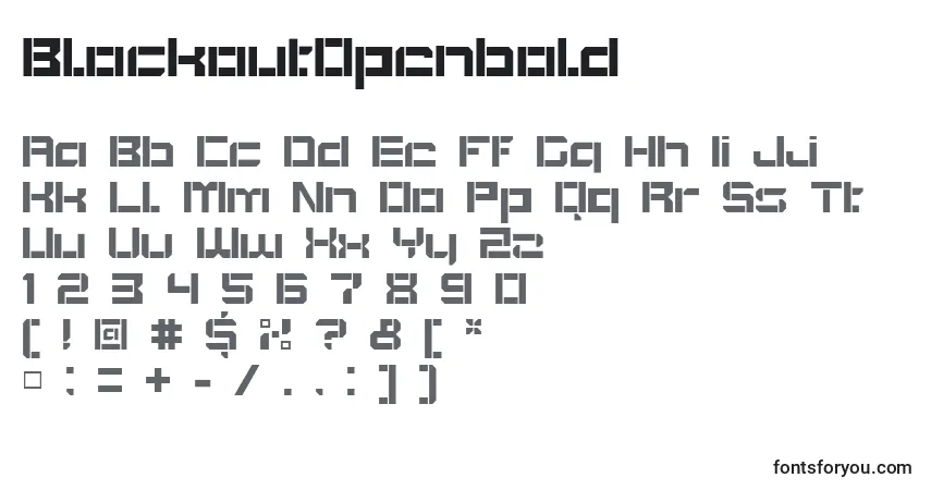 Шрифт BlockoutOpenbold – алфавит, цифры, специальные символы