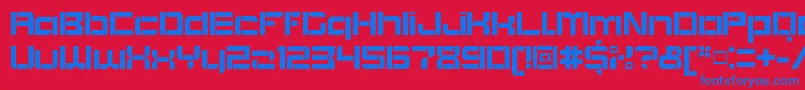 BlockoutOpenbold-Schriftart – Blaue Schriften auf rotem Hintergrund