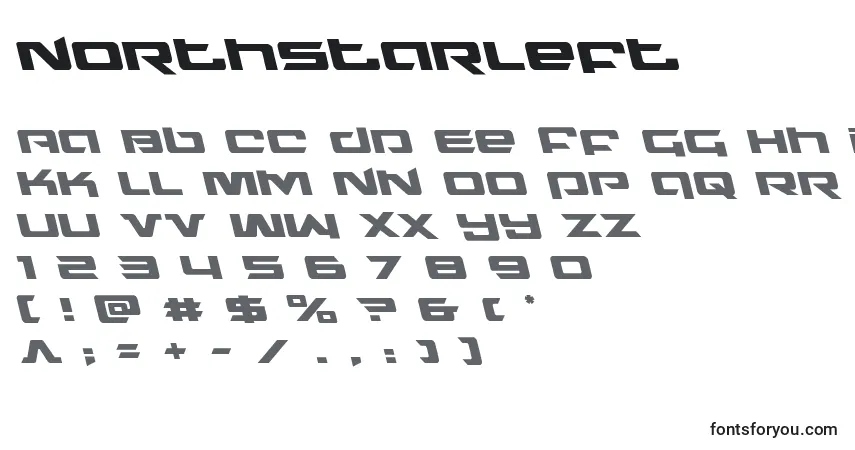 Czcionka Northstarleft – alfabet, cyfry, specjalne znaki