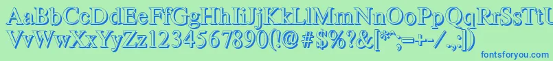 Fonte ThamesshadowRegular – fontes azuis em um fundo verde