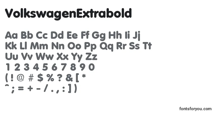 A fonte VolkswagenExtrabold – alfabeto, números, caracteres especiais