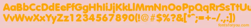 フォントVolkswagenExtrabold – オレンジの文字がピンクの背景にあります。