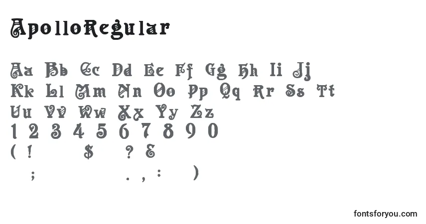 Schriftart ApolloRegular – Alphabet, Zahlen, spezielle Symbole