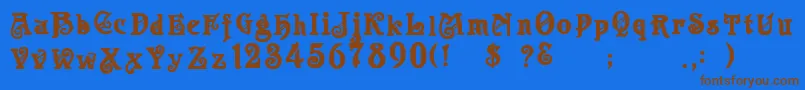 フォントApolloRegular – 茶色の文字が青い背景にあります。