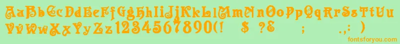 フォントApolloRegular – オレンジの文字が緑の背景にあります。