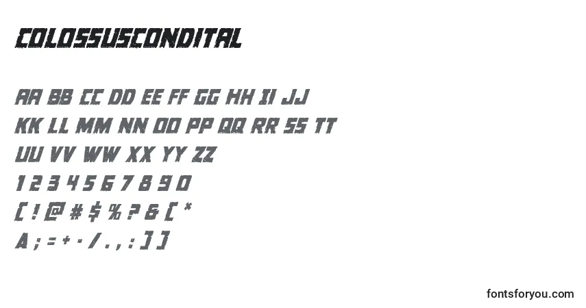 Schriftart Colossuscondital – Alphabet, Zahlen, spezielle Symbole