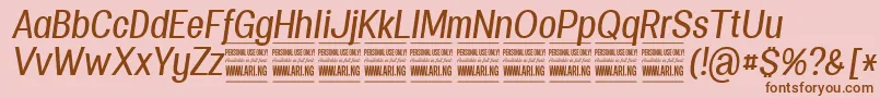Fonte SpecifypersonalConmediumitalic – fontes marrons em um fundo rosa