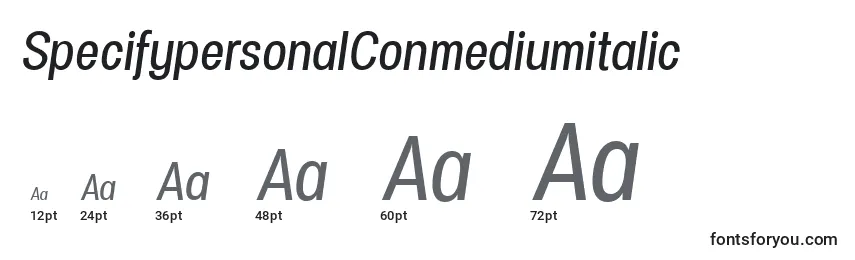 Размеры шрифта SpecifypersonalConmediumitalic