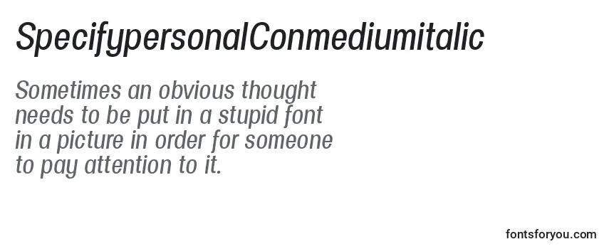 SpecifypersonalConmediumitalic Font