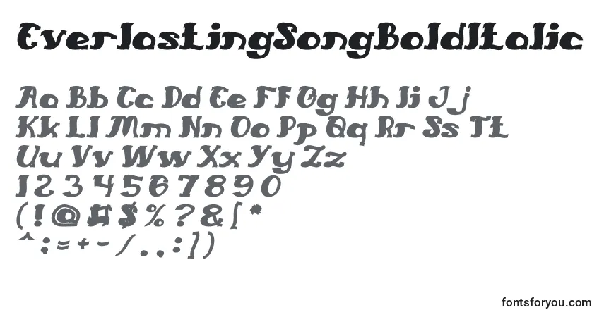 EverlastingSongBoldItalic-fontti – aakkoset, numerot, erikoismerkit