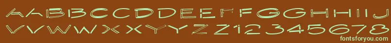 フォントEmbargo2 – 緑色の文字が茶色の背景にあります。