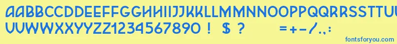 Frieda Font – Blue Fonts on Yellow Background