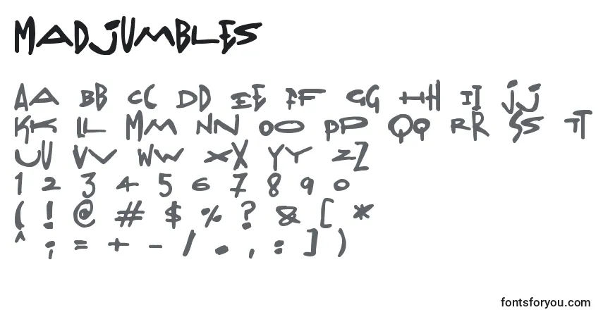 Czcionka Madjumbles – alfabet, cyfry, specjalne znaki