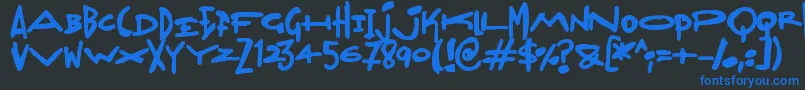 Madjumbles-Schriftart – Blaue Schriften auf schwarzem Hintergrund