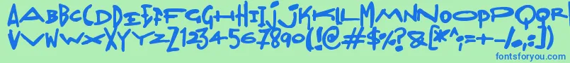 Madjumbles Font – Blue Fonts on Green Background