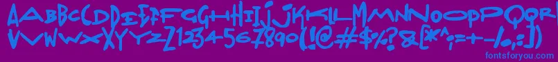 Madjumbles-Schriftart – Blaue Schriften auf violettem Hintergrund