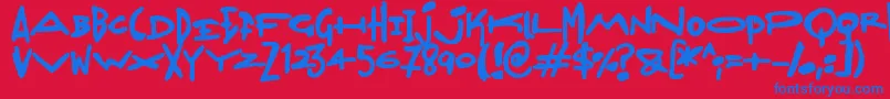 Czcionka Madjumbles – niebieskie czcionki na czerwonym tle