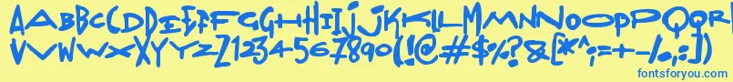 Madjumbles-fontti – siniset fontit keltaisella taustalla