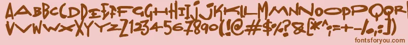 Madjumbles-Schriftart – Braune Schriften auf rosa Hintergrund