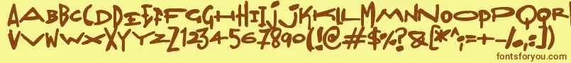 Madjumbles-fontti – ruskeat fontit keltaisella taustalla