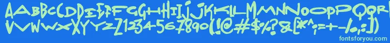 Madjumbles Font – Green Fonts on Blue Background