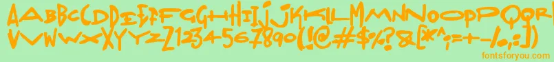 Madjumbles-Schriftart – Orangefarbene Schriften auf grünem Hintergrund