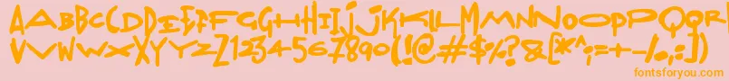 Madjumbles-fontti – oranssit fontit vaaleanpunaisella taustalla
