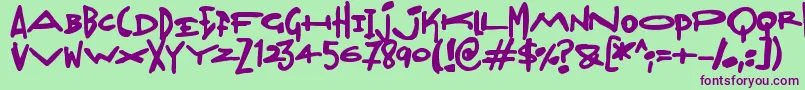 Czcionka Madjumbles – fioletowe czcionki na zielonym tle