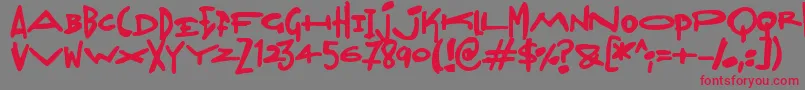 フォントMadjumbles – 赤い文字の灰色の背景