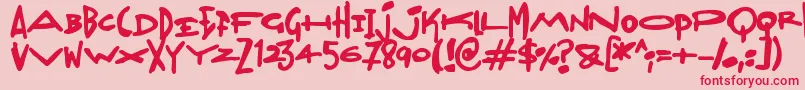 Madjumbles-Schriftart – Rote Schriften auf rosa Hintergrund