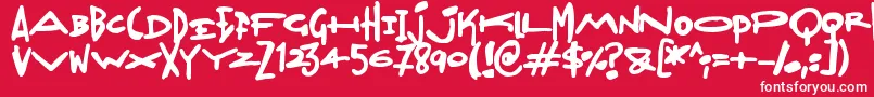 Madjumbles-Schriftart – Weiße Schriften auf rotem Hintergrund
