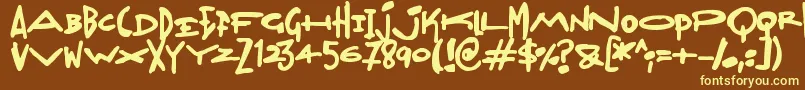 Madjumbles-Schriftart – Gelbe Schriften auf braunem Hintergrund