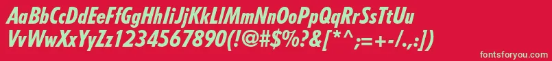 TempostdHeavycondensedit Font – Green Fonts on Red Background