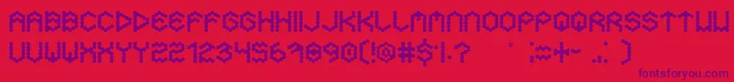 Hexa-Schriftart – Violette Schriften auf rotem Hintergrund